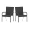 Merrick Lane Set of Mathias Indoor/Outdoor Black Wicker Patio Chairs with Powder Coated Steel Frame, Comfortably Curved Back and Arms